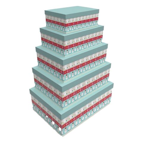 Σετ Κουτιών Αποθήκευσης με Δυνατότητα Τοποθέτησης σε Στοίβα DKD Home Decor Πολύχρωμο Χαρτόνι 50 x 35 x 25 cm (5 Μονάδες)