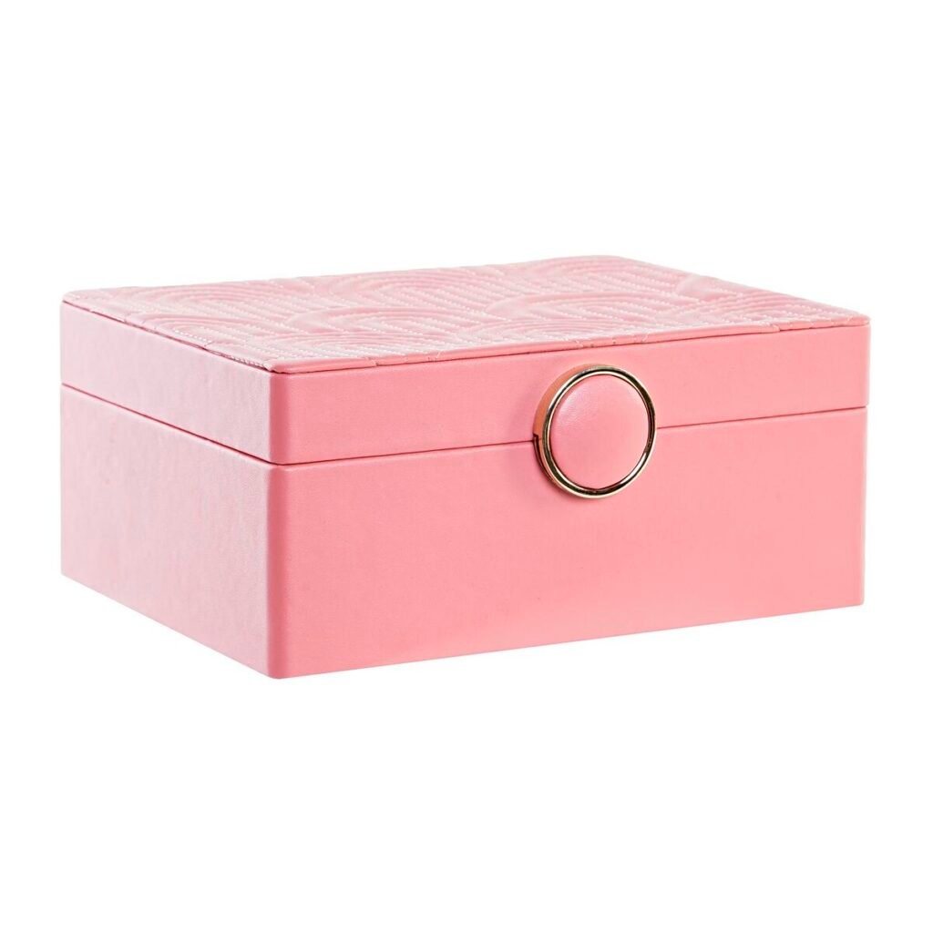 Κουτί-μπιζουτιέρα DKD Home Decor Ροζ PU Ξύλο MDF (17 x 13 x 8