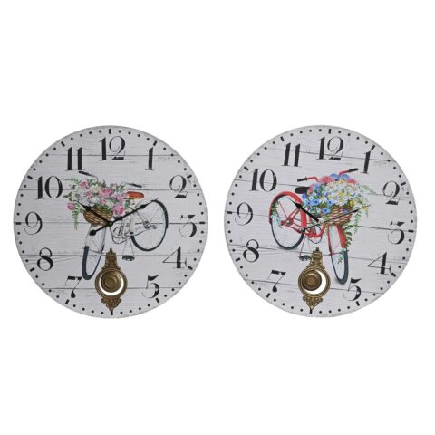 Ρολόι Τοίχου DKD Home Decor Ποδήλατο Μέταλλο Πολύχρωμο Ξύλο MDF (x2) (58 x 4 x 58 cm)