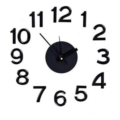 Ρολόι Τοίχου Αυτοκόλλητο Μαύρο ABS EVA (Ø 45 cm)