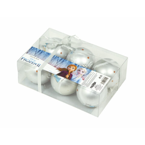 Χριστουγεννιάτικη μπάλα Frozen Memories Ασημί x6 Πλαστική ύλη (Ø 8 cm)