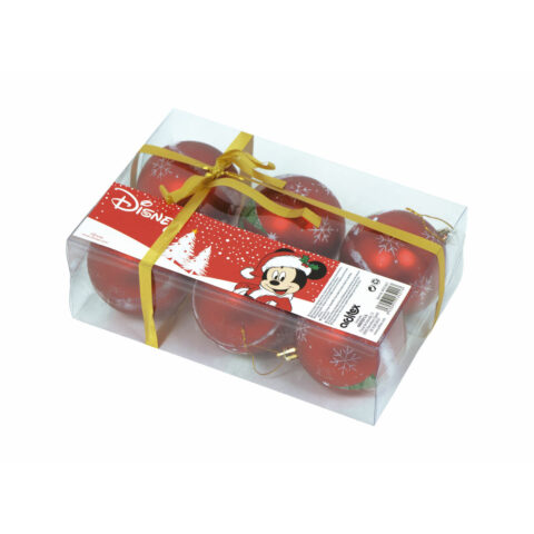 Χριστουγεννιάτικη μπάλα Mickey Mouse Happy smiles x6 Κόκκινο Πλαστική ύλη (Ø 8 cm)