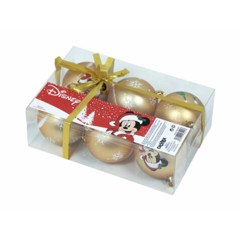 Χριστουγεννιάτικη μπάλα Mickey Mouse Happy smiles Χρυσό x6 Πλαστική ύλη (Ø 8 cm)
