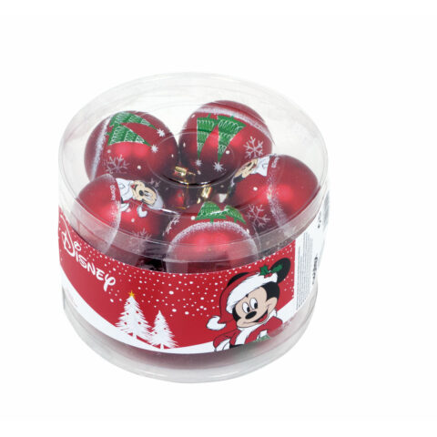 Χριστουγεννιάτικη μπάλα Mickey Mouse Happy smiles x10 Κόκκινο Πλαστική ύλη (Ø 6 cm)
