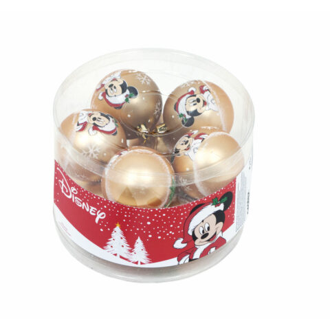 Χριστουγεννιάτικη μπάλα Mickey Mouse Happy smiles Χρυσό x10 Πλαστική ύλη (Ø 6 cm)