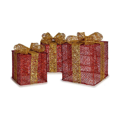 Χριστουγεννιάτικα Στολίδια Κόκκινο Μέταλλο Συσκευασία Δώρου Χρυσό