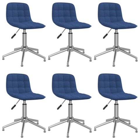 3086795 vidaXL Swivel Dining Chairs 6 pcs Blue Fabric (334055x3)