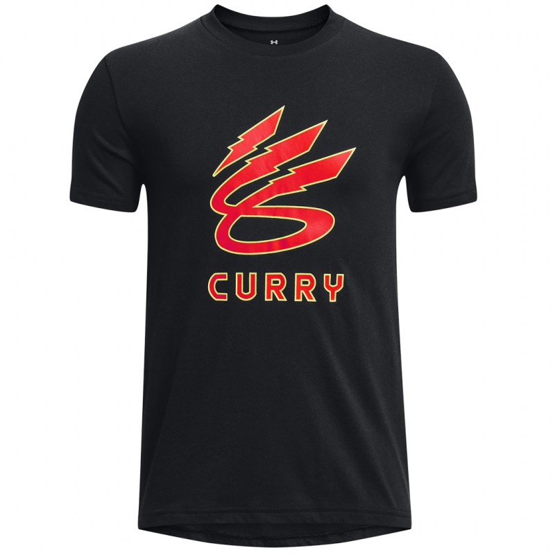 Ανδρική Μπλούζα με Κοντό Μανίκι Under Armour Curry Lightning Logo Μαύρο