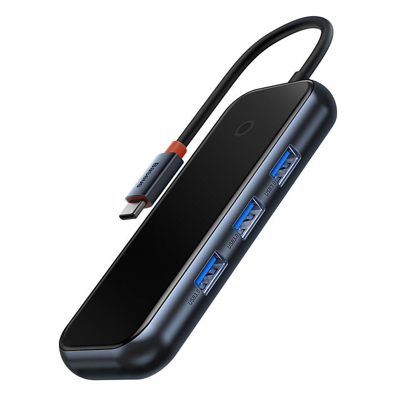 Hub 4in1 Baseus AcmeJoy Series USB-C to 3xUSB 3.0 + USB-C PD (dark grey)