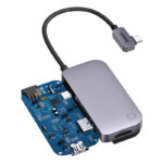 Hub 6in1 Baseus PadJoy Series USB-C to USB 3.0 + HDMI + USB-C PD + jack 3.5mm + SD/TF (Grey)