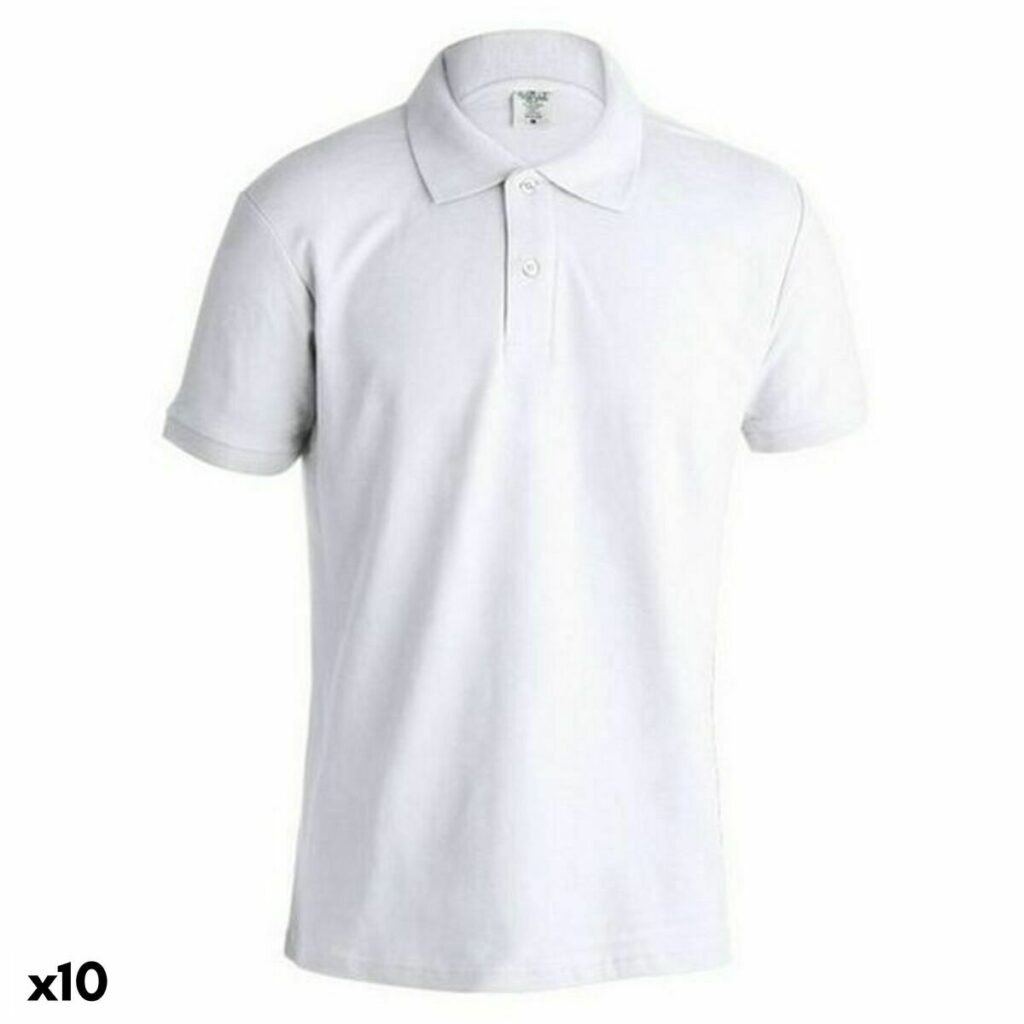 Ανδρική Μπλούζα Polo με Κοντό Μανίκι 145862 Λευκό 100% βαμβάκι (x10)