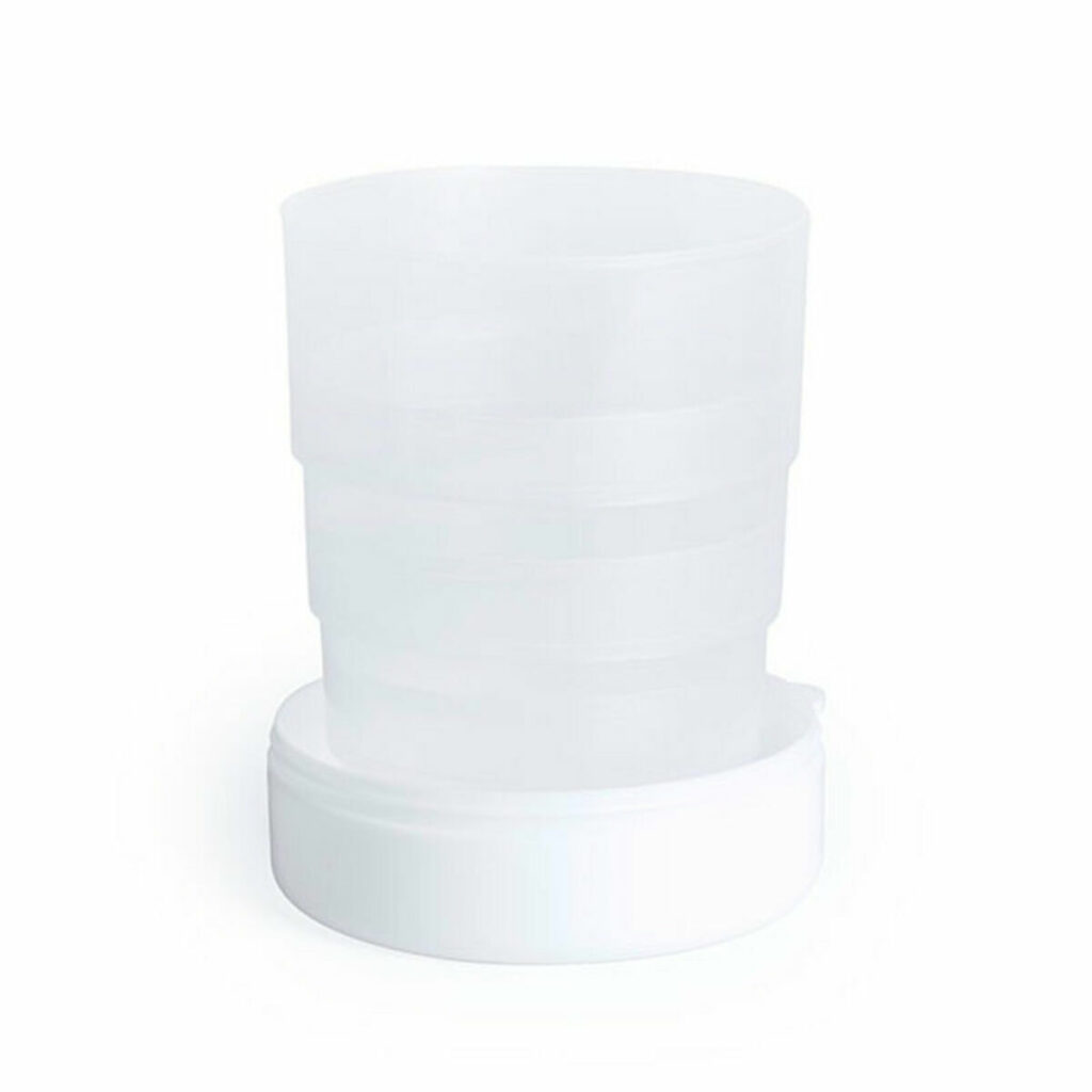Αναδιπλούμενο Ποτήρι με Κουτί Αποθήκευσης Χαπιών 146006 Λευκό (220 ml) (100 Μονάδες)