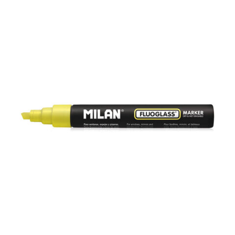 Μαρκαδόρος Milan Fluoglass Διαγραμμένο μελάνι PVC