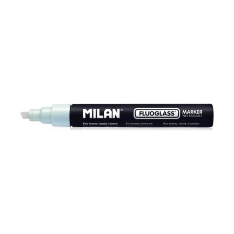 Μαρκαδόρος Milan Fluoglass Διαγραμμένο μελάνι Λευκό PVC