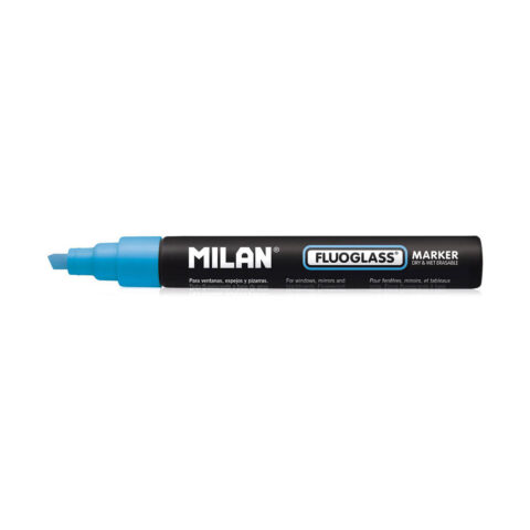 Μαρκαδόρος Milan Fluoglass Διαγραμμένο μελάνι Μπλε PVC