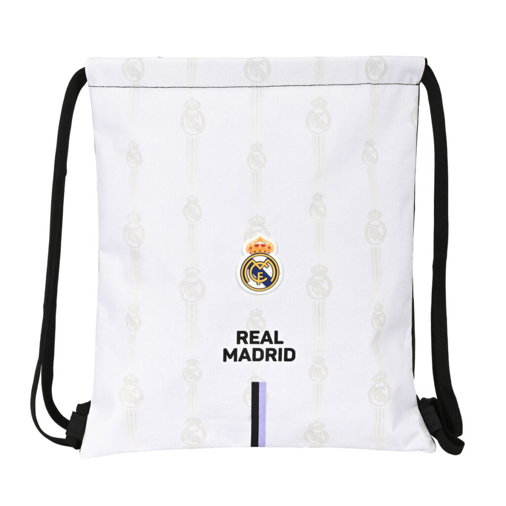 Σχολική Τσάντα με Σχοινιά Real Madrid C.F. Μαύρο Λευκό (35 x 40 x 1 cm)