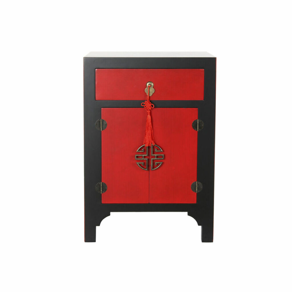 Κομοδίνο DKD Home Decor Μαύρο Κόκκινο Έλατο Ξύλο MDF 45 x 35 x 66 cm