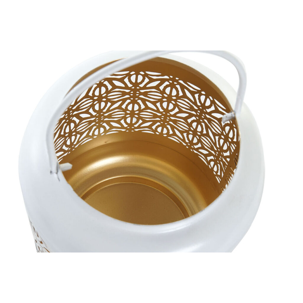 Lanterne DKD Home Decor Λευκό Πορτοκαλί Χρυσό Αλουμίνιο Πλαστική ύλη 15 x 15 x 20 cm