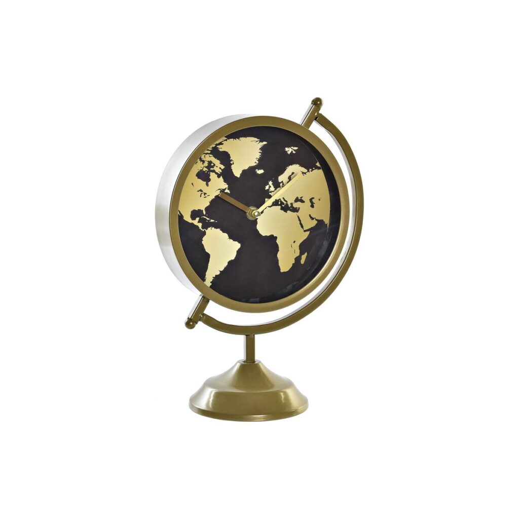 Bordklokke DKD Home Decor 22 x 12 x 31 cm Κρυστάλλινο Χρυσό Μέταλλο Vintage Παγκόσμιος Χάρτης