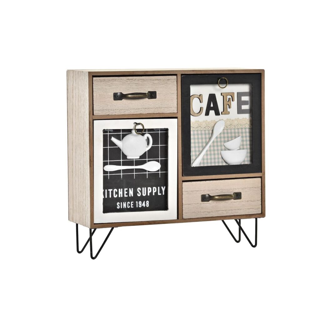 Διοργανωτής Πολλαπλών Χρήσεων DKD Home Decor Κουζίνα Κρυστάλλινο Μέταλλο Ξύλο MDF Shabby Chic (30 x 10 x 29 cm)