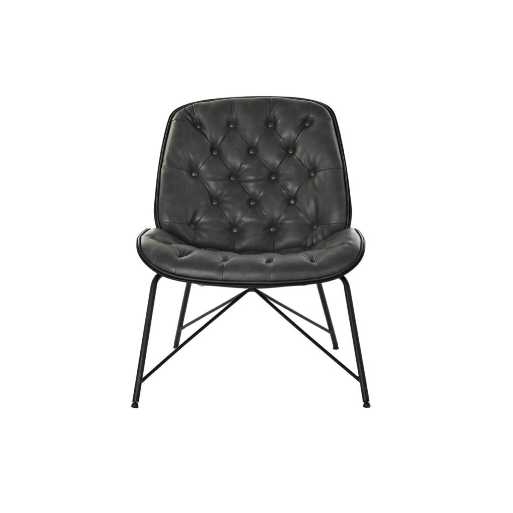 Κάθισμα DKD Home Decor Μαύρο Μέταλλο Σκούρο γκρίζο PU (69 x 76 x 85 cm)