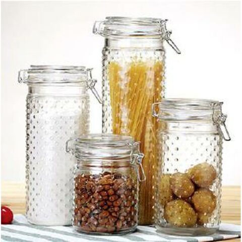 Σετ 4 Δοχεία DKD Home Decor Κρυστάλλινο Διαφανές Ανοξείδωτο ατσάλι (10 x 10 x 33 cm)