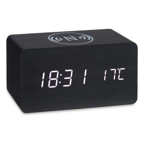 Επιτραπέζιο Ψηφιακό Ρολόι Μαύρο PVC Ξύλο MDF (15 x 7