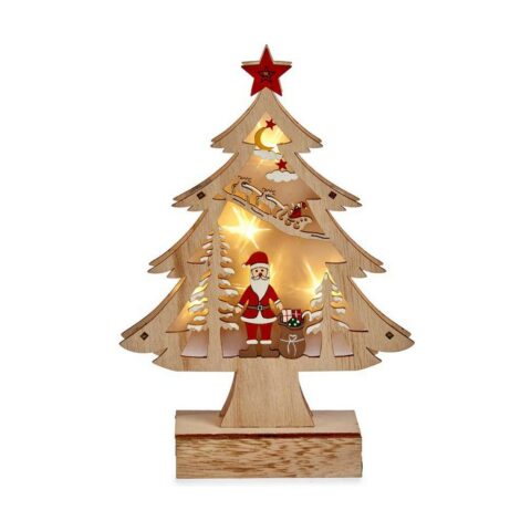 Χριστουγεννιάτικο δέντρο Φως 3D 5 x 23 x 16 cm Κόκκινο Ξύλο Καφέ Λευκό