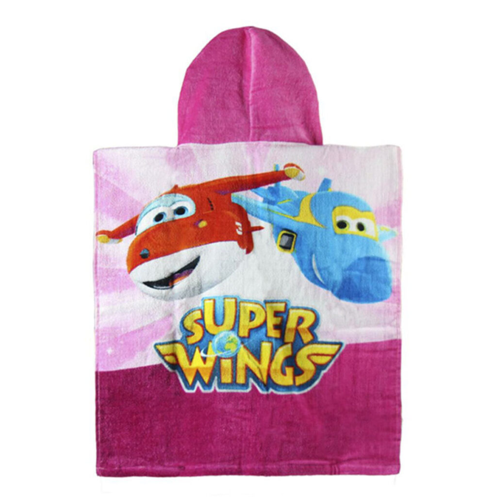 Ροζ Κάπα-Πετσέτα με Κουκούλα Super Wings
