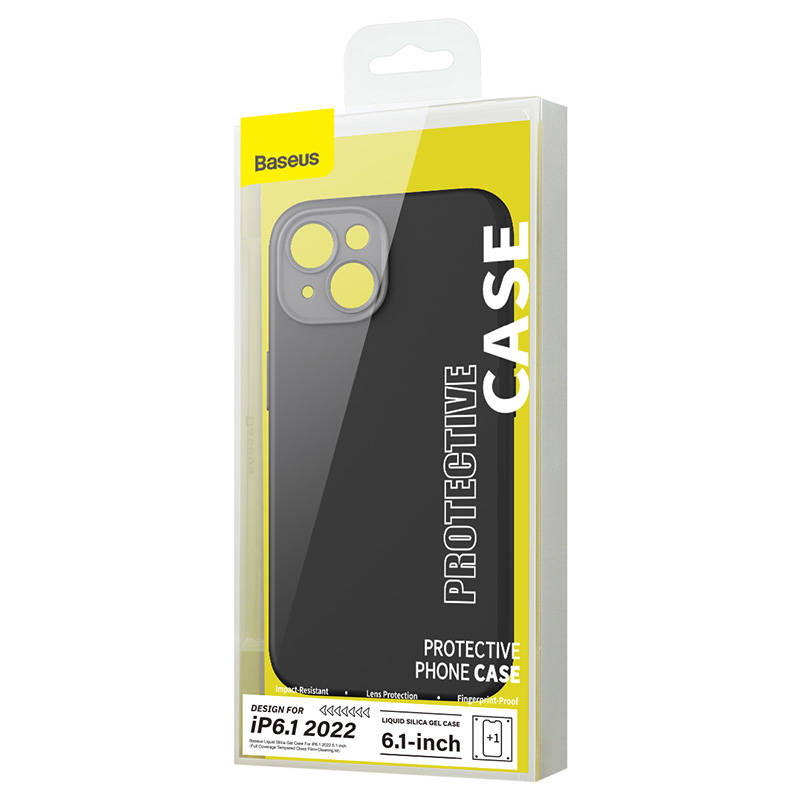 Baseus Liquid Silica Case and Tempered Glass set for iPhone 14 (black)