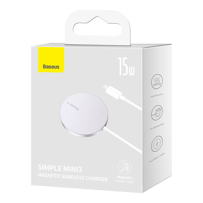 Magnetic Wireless Charger Baseus Simple Mini3 15W (Silver)