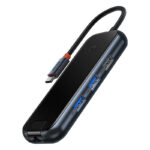 Hub 6in1 Baseus AcmeJoy series USB-C to 2xUSB 3.0 + USB 2.0 + USB-C PD + HDMI + RJ45 (dark grey)