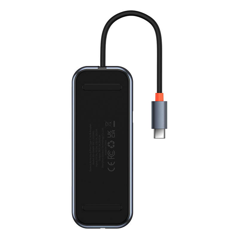 Hub 6in1 Baseus AcmeJoy series USB-C to 2xUSB 3.0 + USB 2.0 + USB-C PD + HDMI + RJ45 (dark grey)