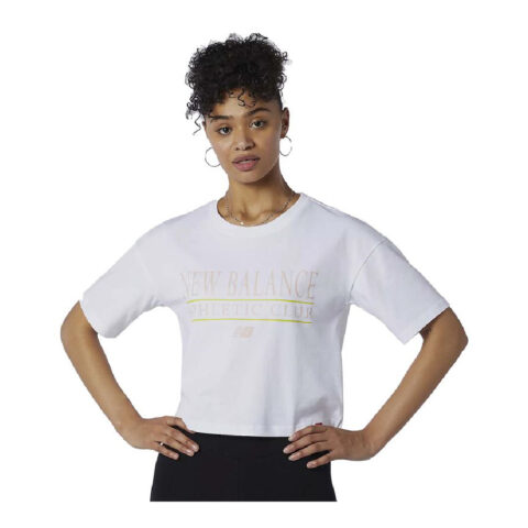 Γυναικεία Μπλούζα με Κοντό Μανίκι New Balance Essentials Athletic Club Boxy Λευκό