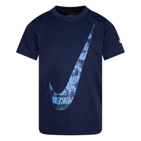 Παιδικό Μπλούζα με Κοντό Μανίκι Nike Texture Swoosh Ναυτικό Μπλε