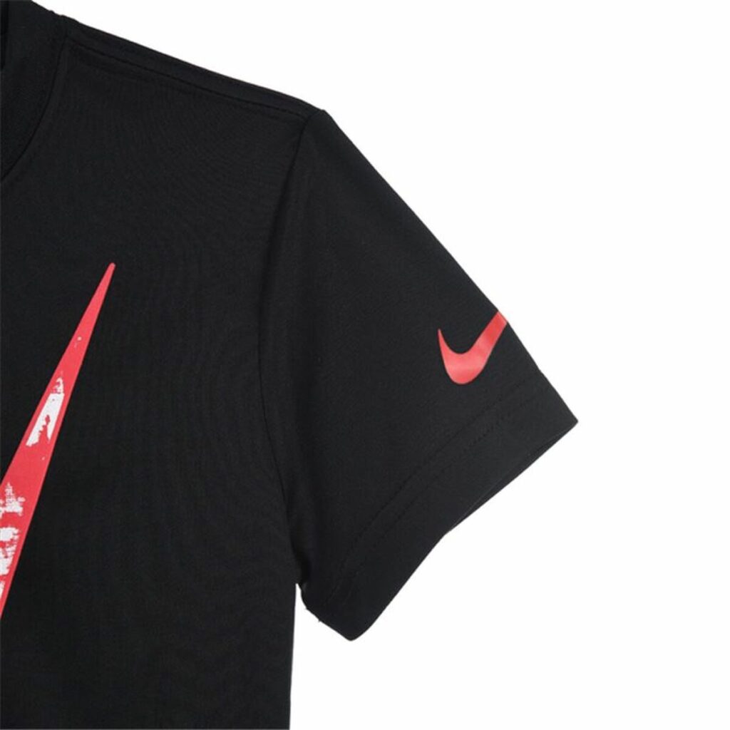 Παιδικό Μπλούζα με Κοντό Μανίκι Nike Texture Swoosh Μαύρο