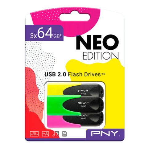 Στικάκι USB PNY Μαύρο Πολύχρωμο 64 GB
