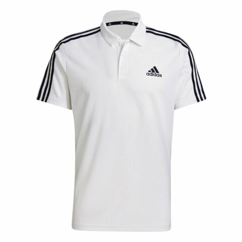Ανδρική Μπλούζα Polo με Κοντό Μανίκι Adidas Primeblue 3 Stripes Λευκό