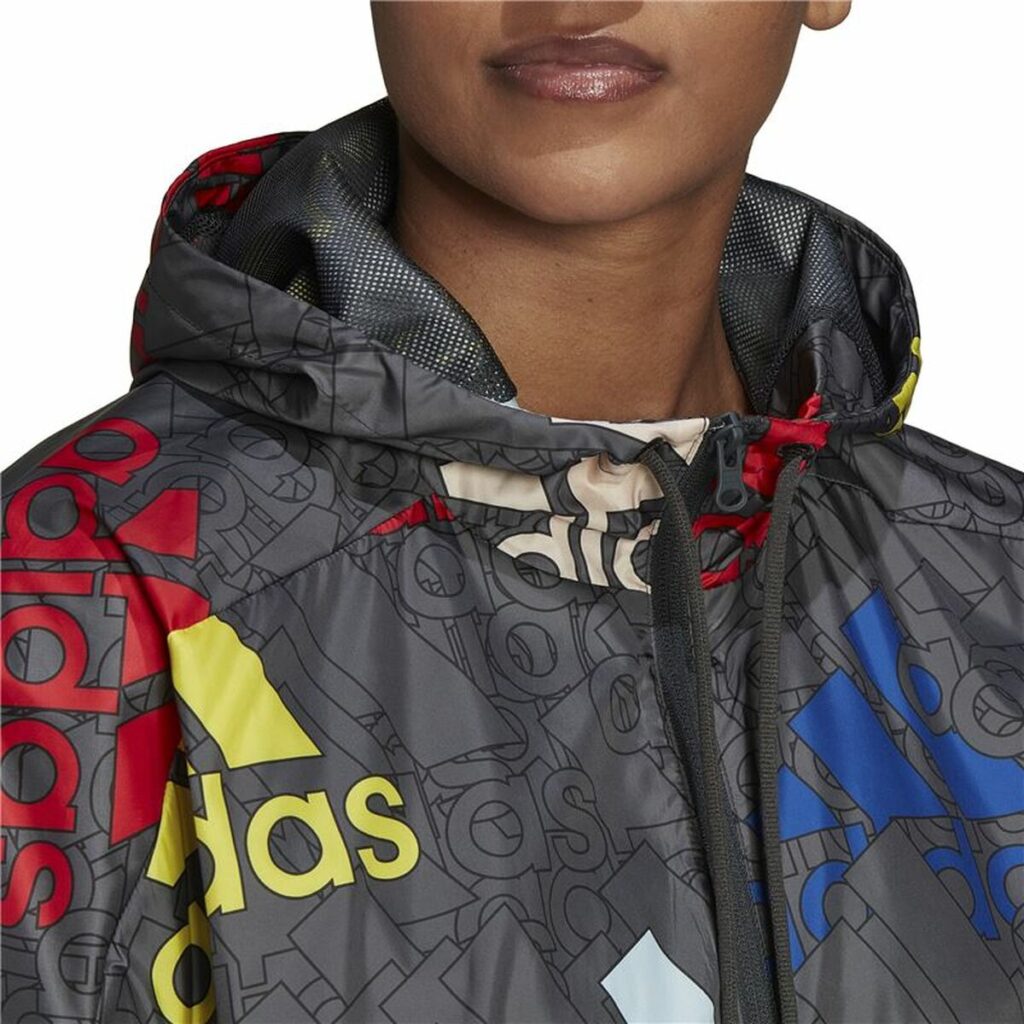Γυναικείο Αθλητικό Μπουφάν Adidas Essentials Multi-Colored Logo Γκρι