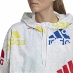 Γυναικείο Αθλητικό Μπουφάν Adidas Essentials Multi-Colored Logo Λευκό