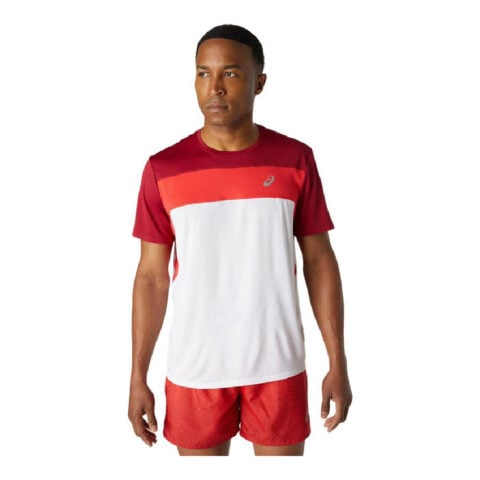 Ανδρική Μπλούζα με Κοντό Μανίκι Asics Race Λευκό Κόκκινο