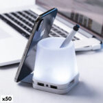 Στυλό με Θύρα USB 2.0 και Θήκη για το Κινητό 145964 Λευκό (50 Μονάδες)