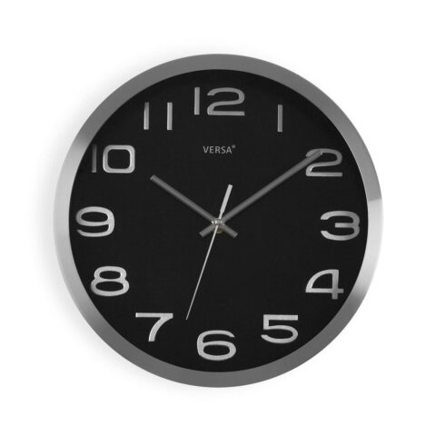 Ρολόι Τοίχου Versa Μαύρο Αλουμίνιο (4 x 30 x 30 cm)