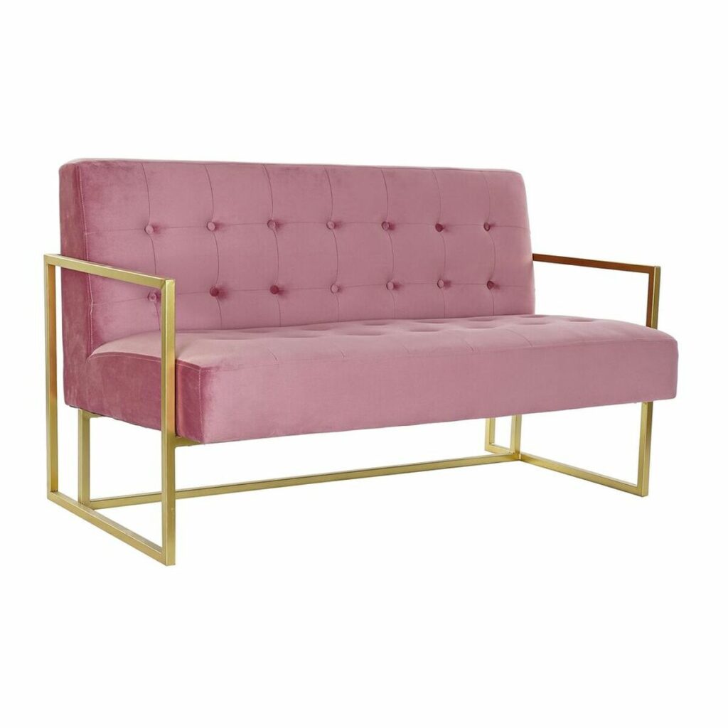 Καναπές DKD Home Decor 128 x 70 x 76 cm Ροζ Χρυσό Μέταλλο
