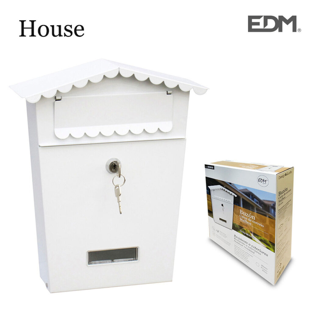 Γραμματοκιβώτιο EDM House Χάλυβας Λευκό (21 x 6 x 30 cm)
