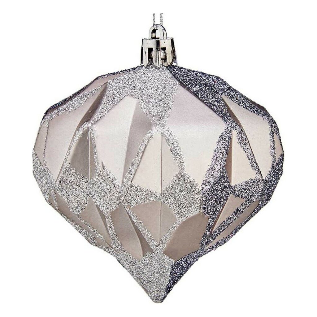 Χριστουγεννιάτικες μπάλες Διαμάντι Ø 8 cm Ασημί Πλαστική ύλη