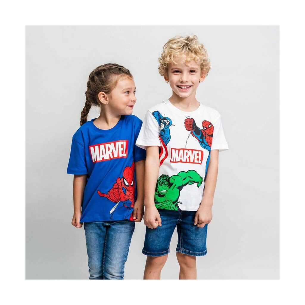 Μπλούζα με Κοντό Μανίκι The Avengers Παιδικά Λευκό