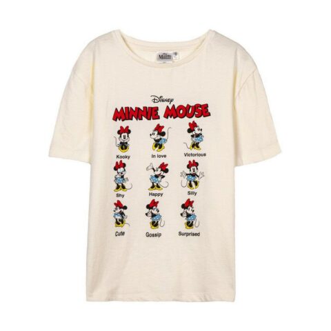 Παιδικό Μπλούζα με Κοντό Μανίκι Minnie Mouse Μπεζ