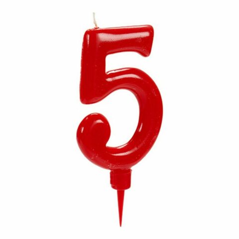 Κερί Κόκκινο Γενέθλια Αριθμοί 5 (12 Μονάδες)