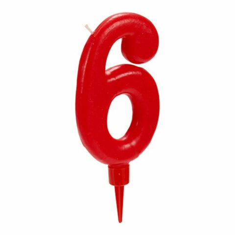 Κερί Κόκκινο Γενέθλια Αριθμοί 6 (12 Μονάδες)